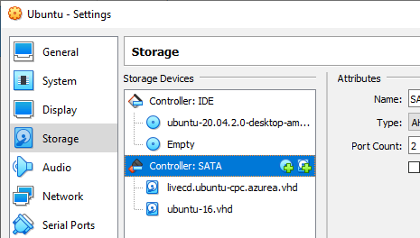 VM Storage Settings